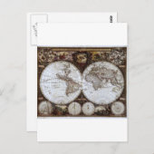 Alte Weltkarte Postkarte (Vorne/Hinten)