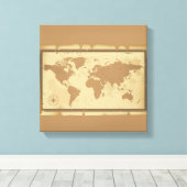Alte Weltkarte umrissene Canvas Leinwanddruck (Insitu (Holzboden))
