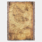 Alte Weltkarte: Vintages festgehaltenes Pergament Decke (Vorderseite Vertikal)