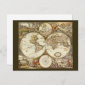 Alte Weltkarte von Frederick de Wit, c. 1680 Einladung (Vorne/Hinten)