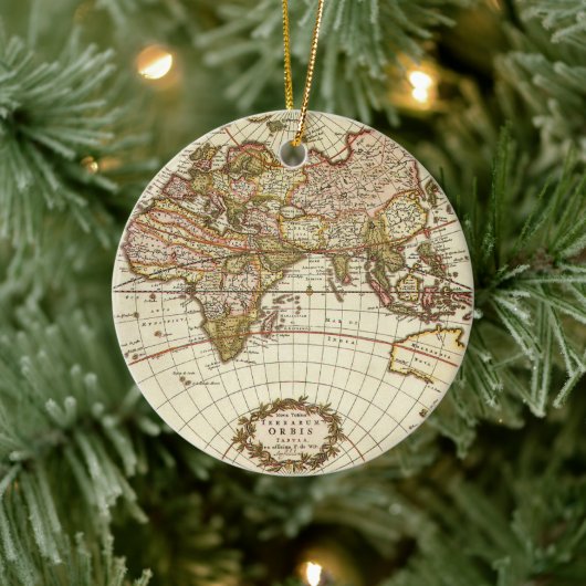 Alte Weltkarte von Frederick de Wit, c. 1680 Keramik Ornament (Baum)