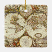 Alte Weltkarte von Frederick de Wit, c. 1680 Keramikornament (Rückseite)