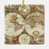 Alte Weltkarte von Frederick de Wit, c. 1680 Keramikornament (Vorderseite)