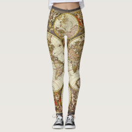 Alte Weltkarte von Frederick de Wit, c. 1680 Leggings