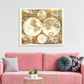 Alte Weltkarte von Frederick de Wit, c. 1680 Leinwanddruck (Insitu (Wohnzimmer))