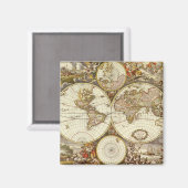 Alte Weltkarte von Frederick de Wit, c. 1680 Magnet (Vorderseite/Rückseite)