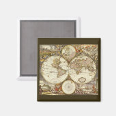 Alte Weltkarte von Frederick de Wit, c. 1680 Magnet (Vorderseite/Rückseite)