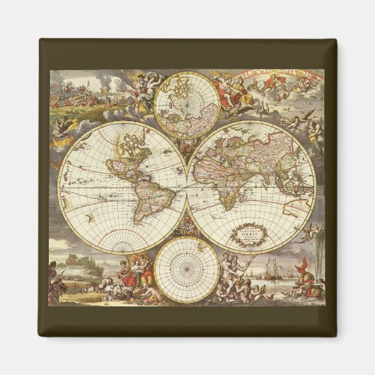 Alte Weltkarte von Frederick de Wit, c. 1680 Magnet (Vorne)