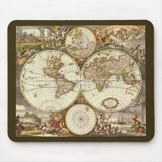 Alte Weltkarte von Frederick de Wit, c. 1680 Mousepad (Vorne)