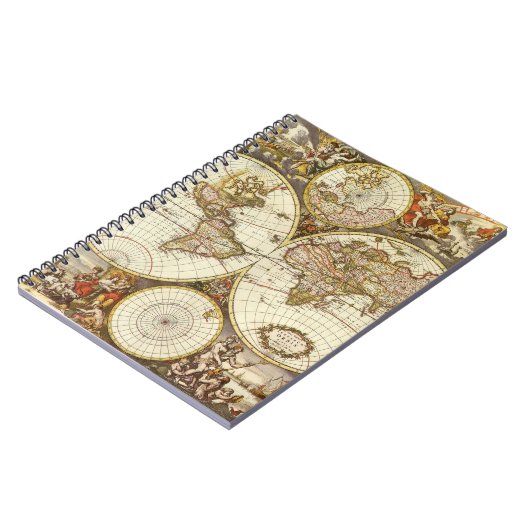 Alte Weltkarte von Frederick de Wit, c. 1680 Notizblock (Linke Seite)