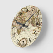 Alte Weltkarte von Frederick de Wit, c. 1680 Runde Wanduhr (Winkel)