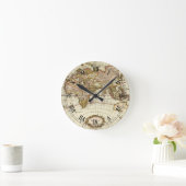 Alte Weltkarte von Frederick de Wit, c. 1680 Runde Wanduhr (Zuhause)