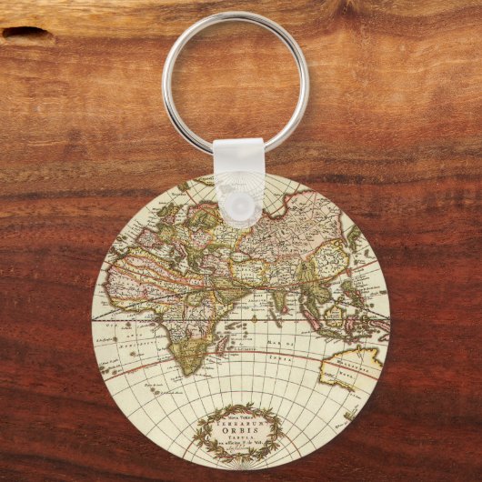 Alte Weltkarte von Frederick de Wit, c. 1680 Schlüsselanhänger (Rückseite)