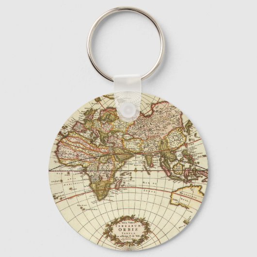 Alte Weltkarte von Frederick de Wit, c. 1680 Schlüsselanhänger (Rückseite)