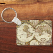 Alte Weltkarte von Frederick de Wit, c. 1680 Schlüsselanhänger (Rückseite)