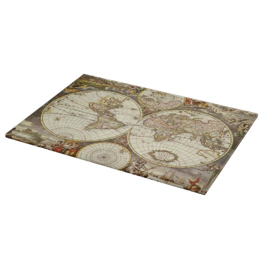 Alte Weltkarte von Frederick de Wit, c. 1680 Schneidebrett (Ecke)