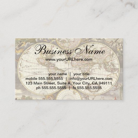 Alte Weltkarte von Frederick de Wit, c. 1680 Visitenkarte (Vorderseite)