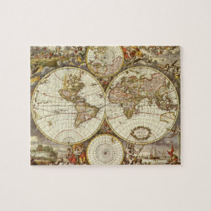 Alte Weltkarte von Frederick de Wit, ca. 1680 Puzzle