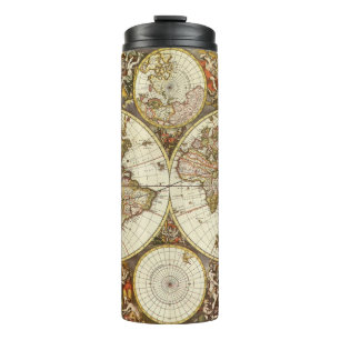 Alte Weltkarte von Frederick de Wit, ca. 1680 Thermosbecher