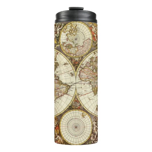 Alte Weltkarte von Frederick de Wit, um 1680 Thermosbecher (Vorderseite)