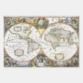 Alte Weltkarte von Hendrik Hondius, 1630 Geschenkpapier Set (Vorderseite)