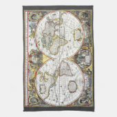 Alte Weltkarte von Hendrik Hondius, 1630 Geschirrtuch (Vertikal)