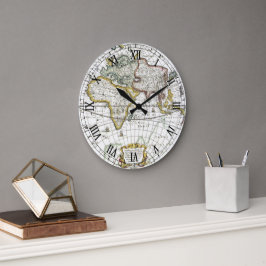 Alte Weltkarte von Hendrik Hondius, 1630 Große Wanduhr