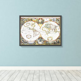 Alte Weltkarte von Hendrik Hondius, 1630 Leinwanddruck