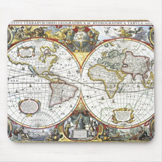 Alte Weltkarte von Hendrik Hondius, 1630 Mousepad (Vorne)