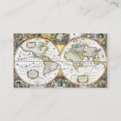 Alte Weltkarte von Hendrik Hondius, 1630 Visitenkarte (Rückseite)