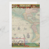 Alte Weltkarte von Hondius für Amerika Briefpapier (Vorne/Hinten)