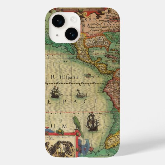 Alte Weltkarte von Hondius für Amerika Case-Mate iPhone Hülle (Rückseite)