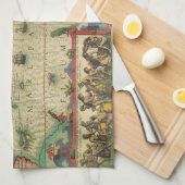 Alte Weltkarte von Hondius für Amerika Geschirrtuch (Viertel Falte)