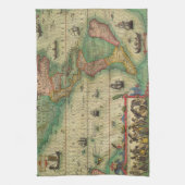 Alte Weltkarte von Hondius für Amerika Geschirrtuch (Vertikal)