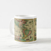 Alte Weltkarte von Hondius für Amerika Kaffeetasse (Vorderseite Links)