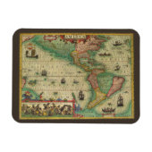 Alte Weltkarte von Hondius für Amerika Magnet (Horizontal)