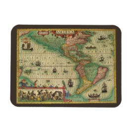 Alte Weltkarte von Hondius für Amerika Magnet