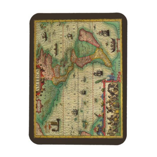 Alte Weltkarte von Hondius für Amerika Magnet (Vertikal)
