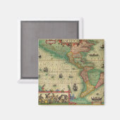 Alte Weltkarte von Hondius für Amerika Magnet (Vorderseite/Rückseite)