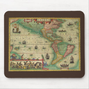 Alte Weltkarte von Hondius für Amerika Mousepad