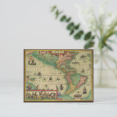 Alte Weltkarte von Hondius für Amerika Postkarte (Stehend Vorderseite)
