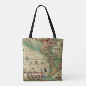 Alte Weltkarte von Hondius für Amerika Tasche (Rückseite)