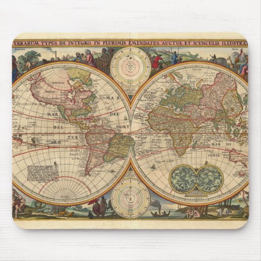 Alte Weltkarte von Nicolaas Visscher Mousepad (Vorne)