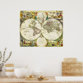 Alte Weltkarte von Nicolaes Visscher Poster (Küche)