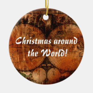 Alte Weltkarte Weihnachtsgrüße Keramikornament
