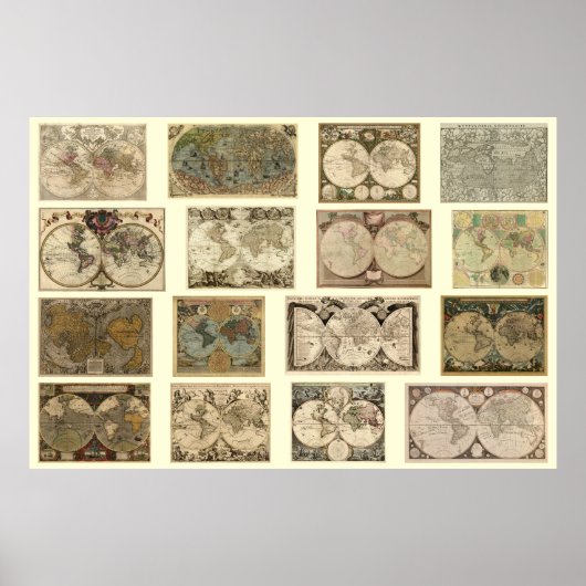 Alte Weltkarten - 16 Karten aus den Jahrhunderten Poster (Vorne)