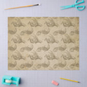 Alte Weltmeer-Kreaturen auf braunem Dekor Seidenpapier (Basteln)