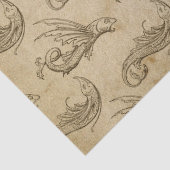 Alte Weltmeer-Kreaturen auf braunem Dekor Seidenpapier (Detail)