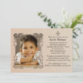 Alte Weltrahmen-Foto-Einladung Einladung (Stehend Vorderseite)