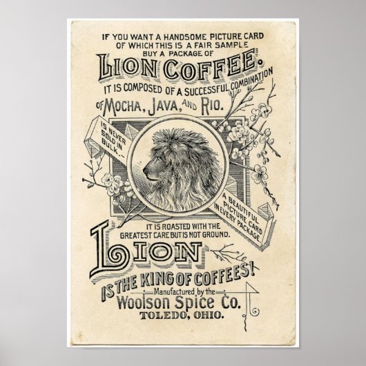Alte Werbung Lion Coffee Poster (Vorne)